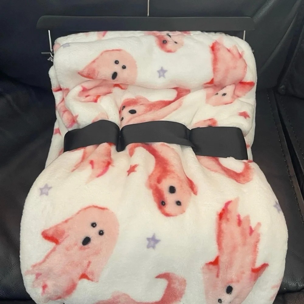 Deco Summerween/Halloween Pink Ghosts Plush Throw